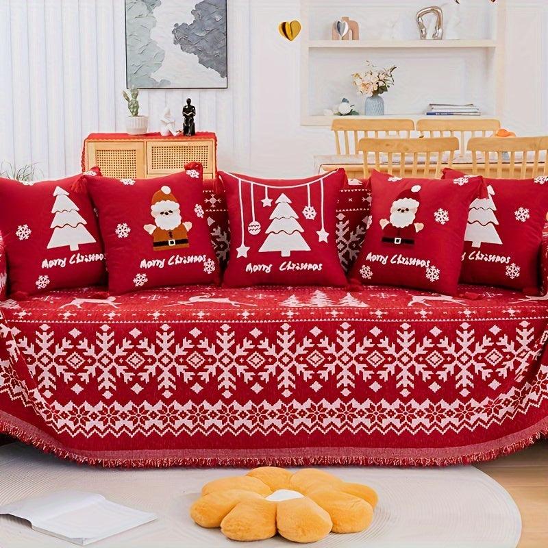 Festive Red Christmas Sofa Cover | Slipcovers for Couches (1-4 Seats)