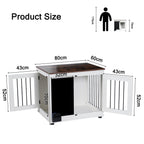Doodle dog cage,kennel with 2 doors, dog crate interior furniture, heavy duty wooden dog cage for medium and small dogs, white