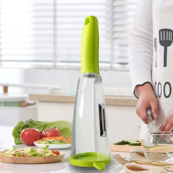 Vegetable Peeler & Shredder with Built-In Peel Catcher – 420 Steel Blade