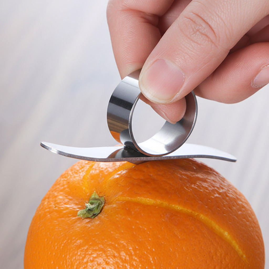 Citrus Peeler Ring – Stainless Steel Finger Tool for Oranges & Grapefruit