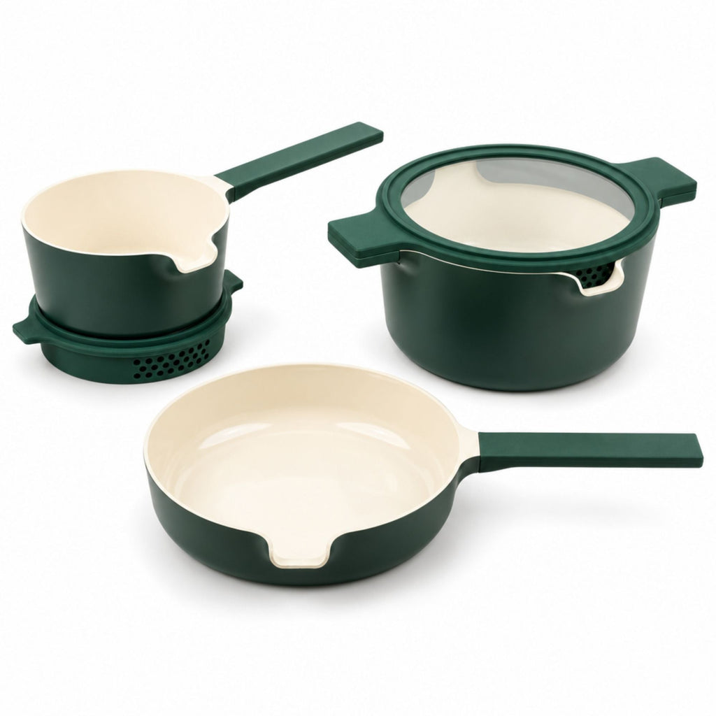Stackable Ceramic Nonstick Cookware Set, 5-Piece