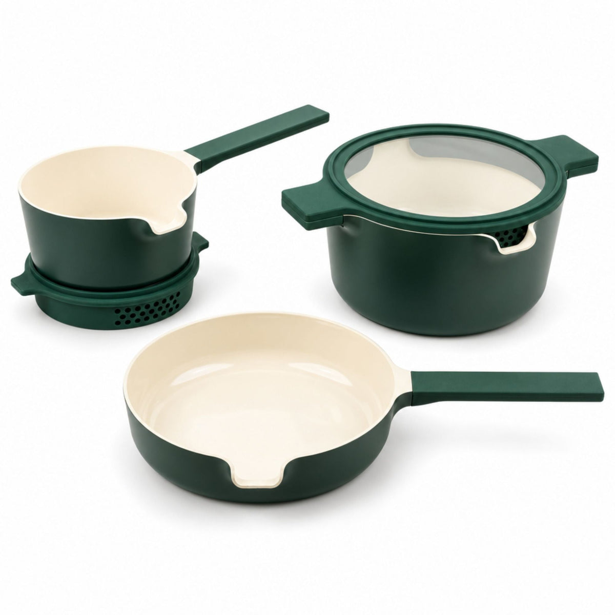 Stackable Ceramic Nonstick Cookware Set, 5-Piece