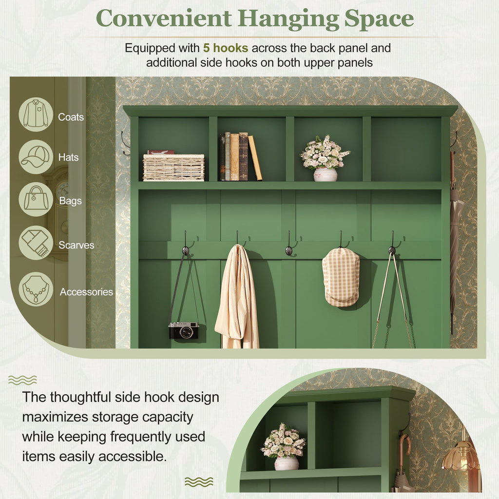 ON-TREND Farmhouse Hall Tree with Storage Bench