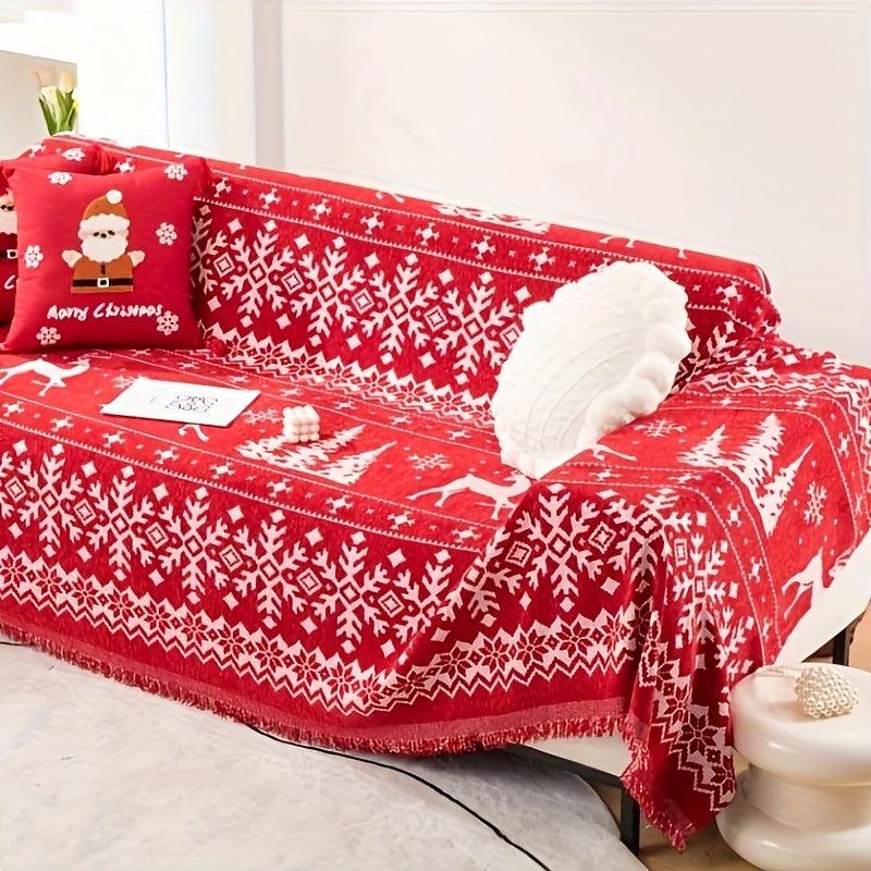 Festive Red Christmas Sofa Cover | Slipcovers for Couches (1-4 Seats)