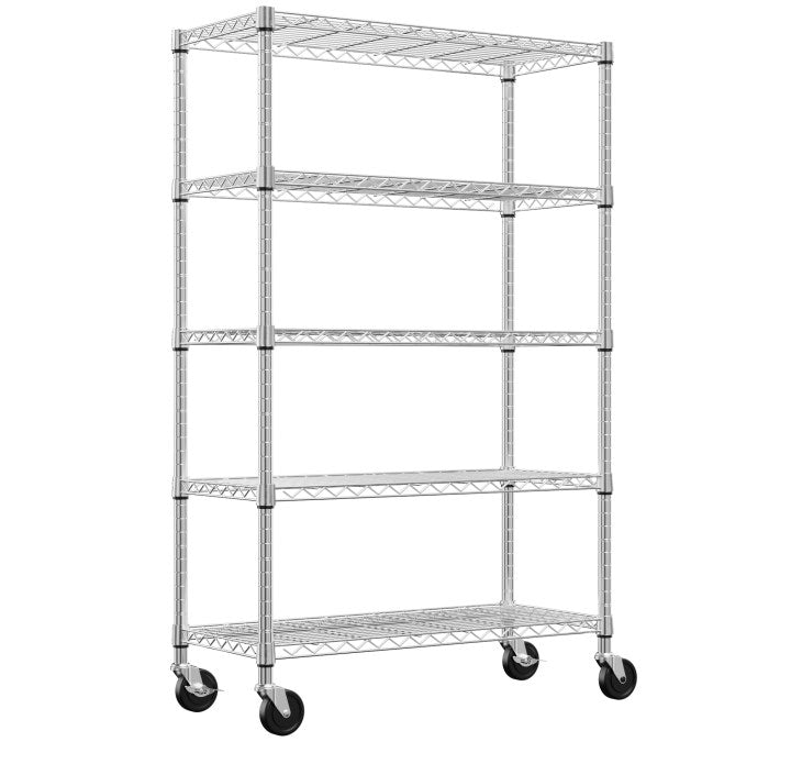 5-Shelf Wire Storage Shelving Unit with Heavy Duty Carbon Steel - Chrome