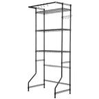 Over Washer and Dryer Storage Shelf, 3 Tiers Laundry Room Drying Rack with Hanger Rod and Hooks, Single Row Adjustable Washer Shelves Space Saver, for Laundry Room Storage & Organization, Black