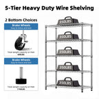 5-Shelf Wire Storage Shelving Unit with Heavy Duty Carbon Steel - Chrome