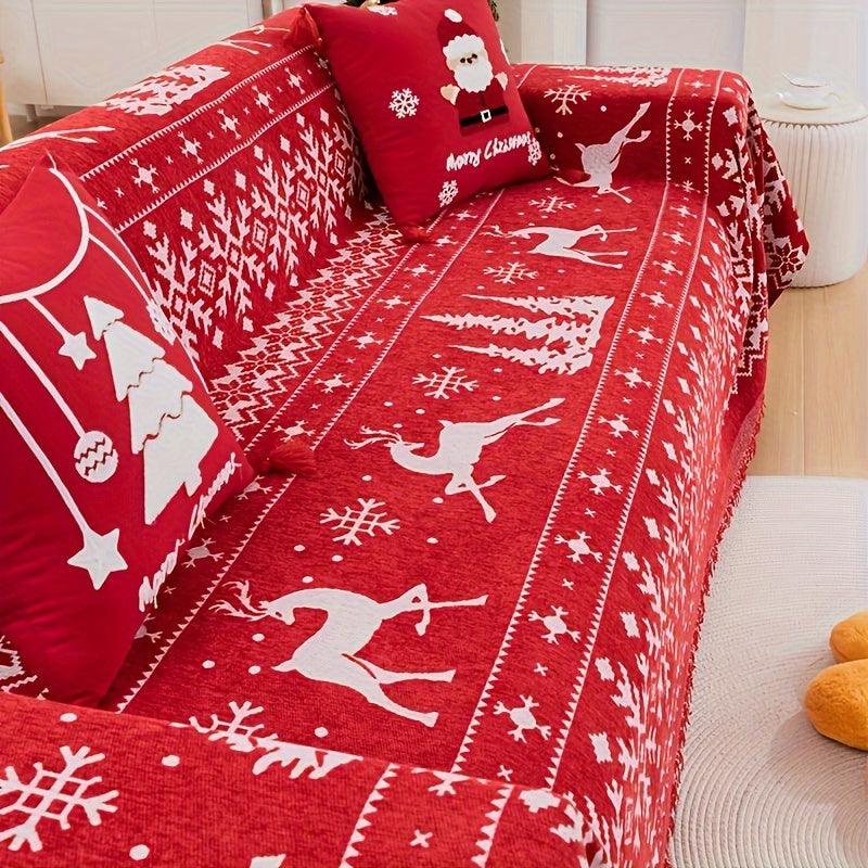 Festive Red Christmas Sofa Cover | Slipcovers for Couches (1-4 Seats)