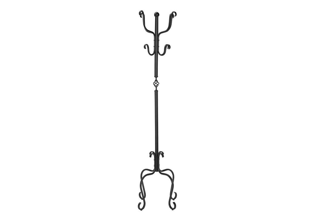 Coat Rack, Hall Tree, Free Standing, 8 Hooks, Entryway, Transitional - Black