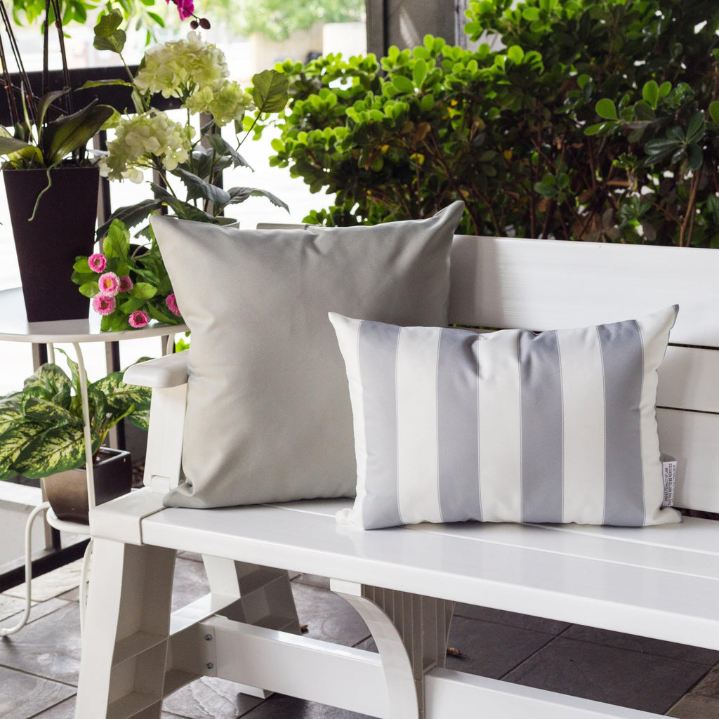 Horizon Stripe Pillow Set 14" x 20" with Water-Resistant Solarium Polyester - Multicolor Stripes