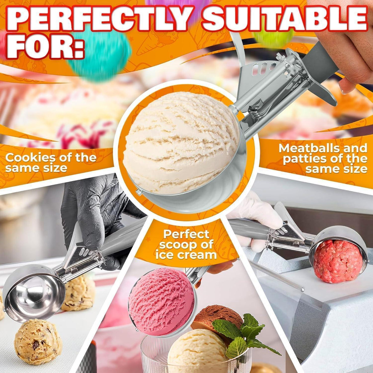 4 oz Ice Cream Scoop with Trigger Release #8 – Stainless Steel Versatile Tool for Baking Cookies and Desserts  Durable Easy to Clean Dishwasher Safe Ergonomic Design for Precise Culinary Portions