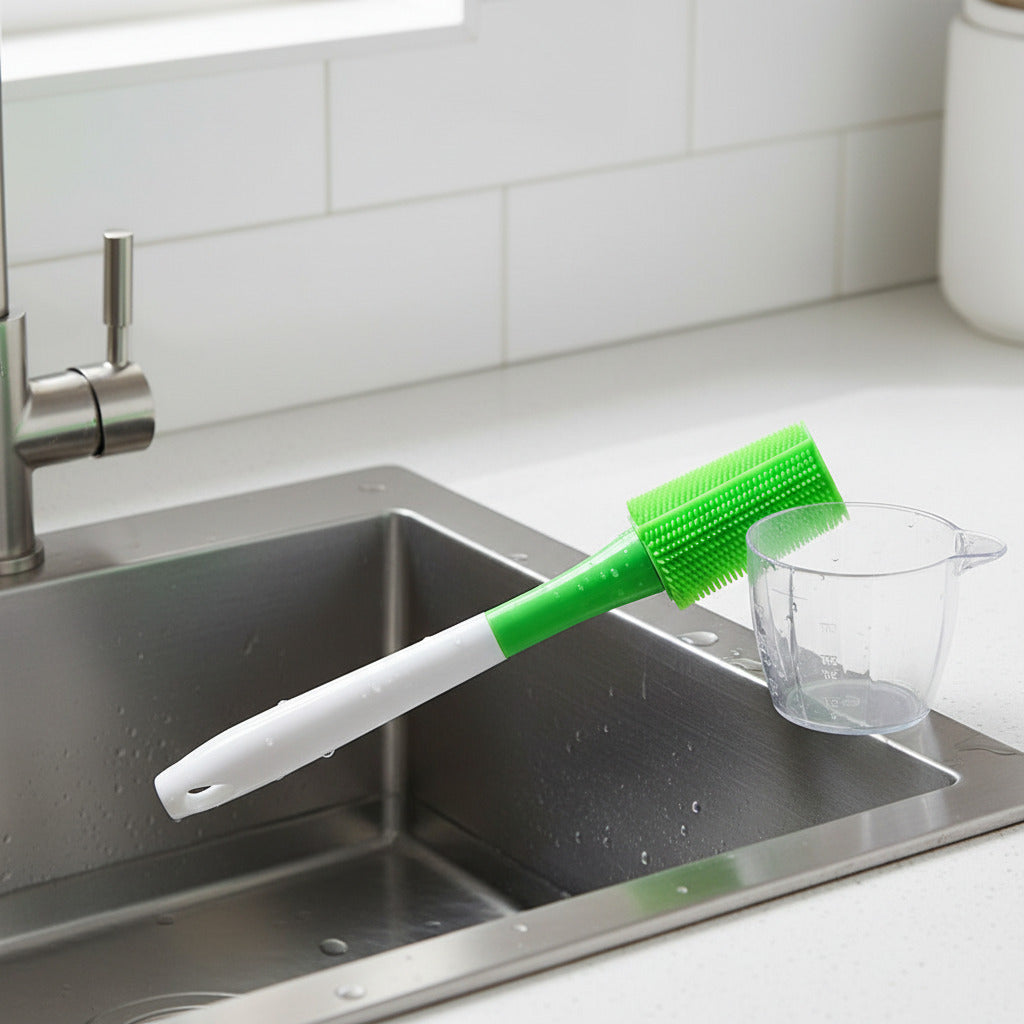 Silicone Cup Brush with PP Handle – Bottle & Glass Cleaner