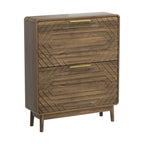 Freestanding Shoe Cabinet with Flip Top Drawers - Walnut