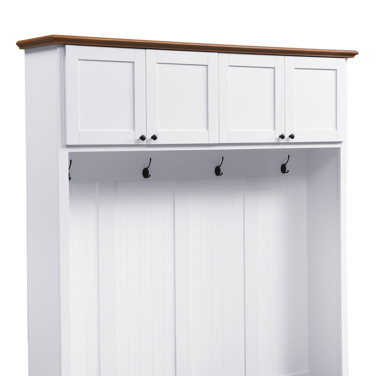 Entryway Hall Tree with Bench and Storage - White or Black