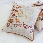 Thanksgiving Embroidered Floral Throw Pillow Set of 2 with Embroidered Floral Design - Autumn Harvest