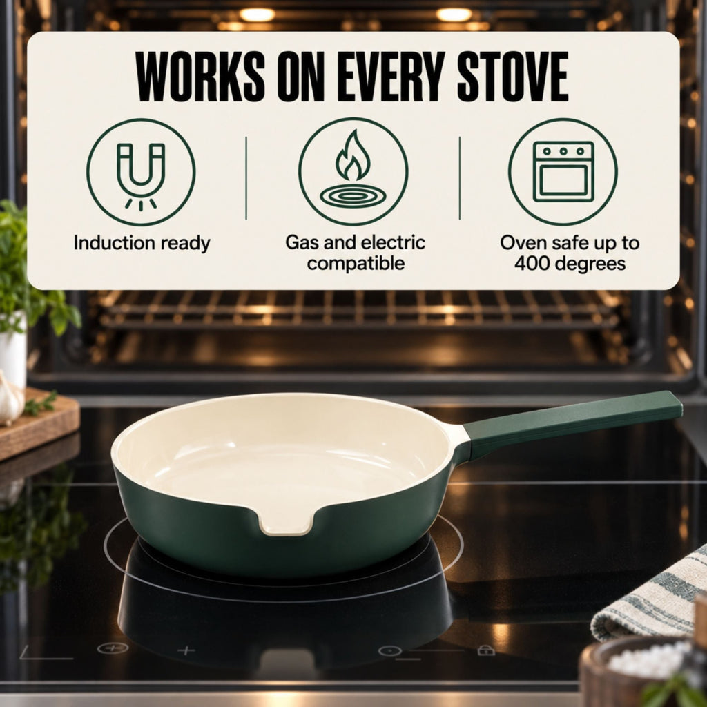 Stackable Ceramic Nonstick Cookware Set, 5-Piece