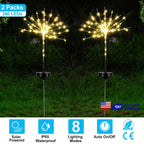 2Pcs Solar Powered Starburst Lights 240 LEDs Firework Lamp Garden Path Decor Lights