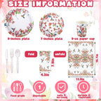 Sinmoe 400 Pcs Spring Plates Napkins Disposable Dinnerware Set Multicolor Bird