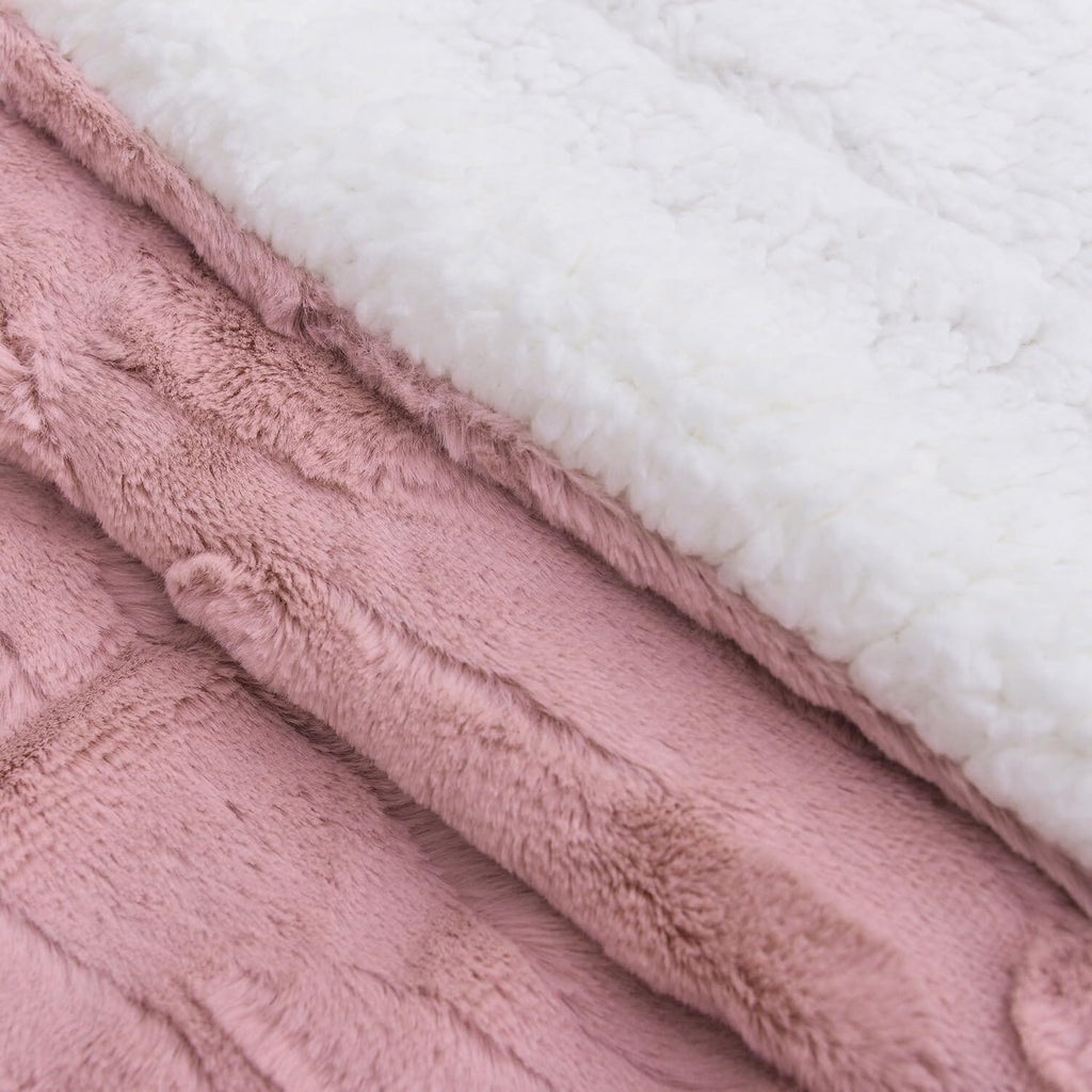 Tache Faux Fur Dusty Muted Pink Throw Blanket (#7)