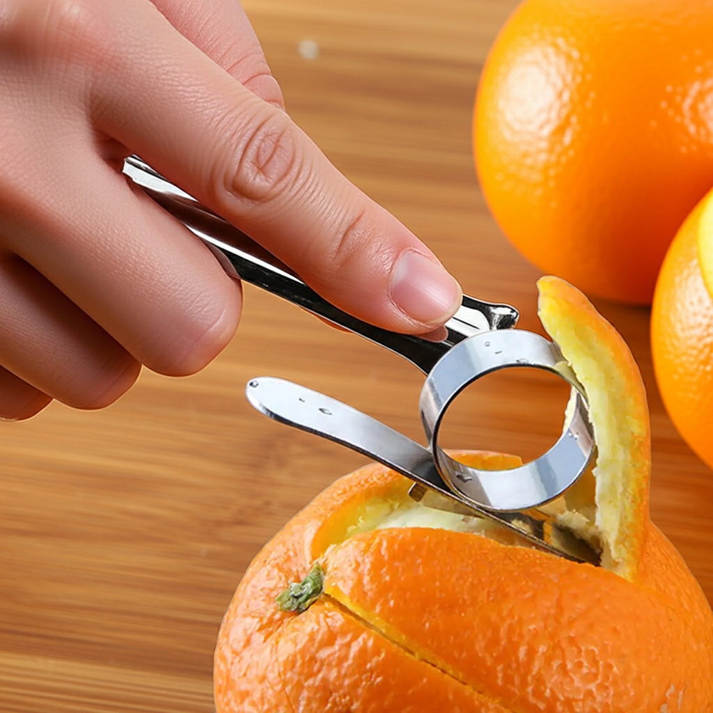 Citrus Peeler Ring – Stainless Steel Finger Tool for Oranges & Grapefruit