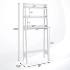 3 Tiers Over The Toilet Bathroom Storage Shelf, Freestanding Wooden Bathroom Organizer Rack with Shelves for Laundry