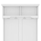Hall Tree with Storage Shoe Bench for Entryway and Hallway, 4-in-1 Design Coat Racks with 4 Hooks for Living Room, White