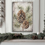 Vintage Winter Pine Cone Christmas Wall Art II