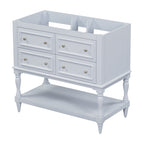 36" Bathroom Vanity Cabinet without Sink Standing Vanity Set with 4 Drawers& Soft Closing Doors Blue (NOT INCLUDE BASIN SINK)