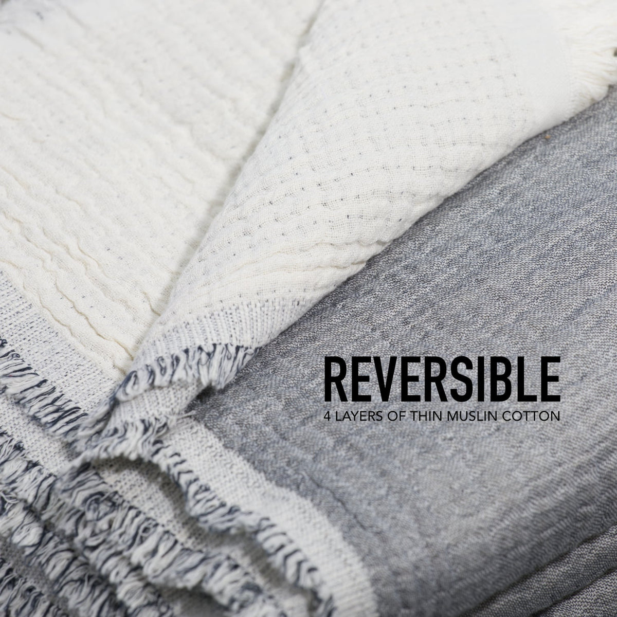 100% Cotton Reversible Muslin Coverlet 80" x 102"