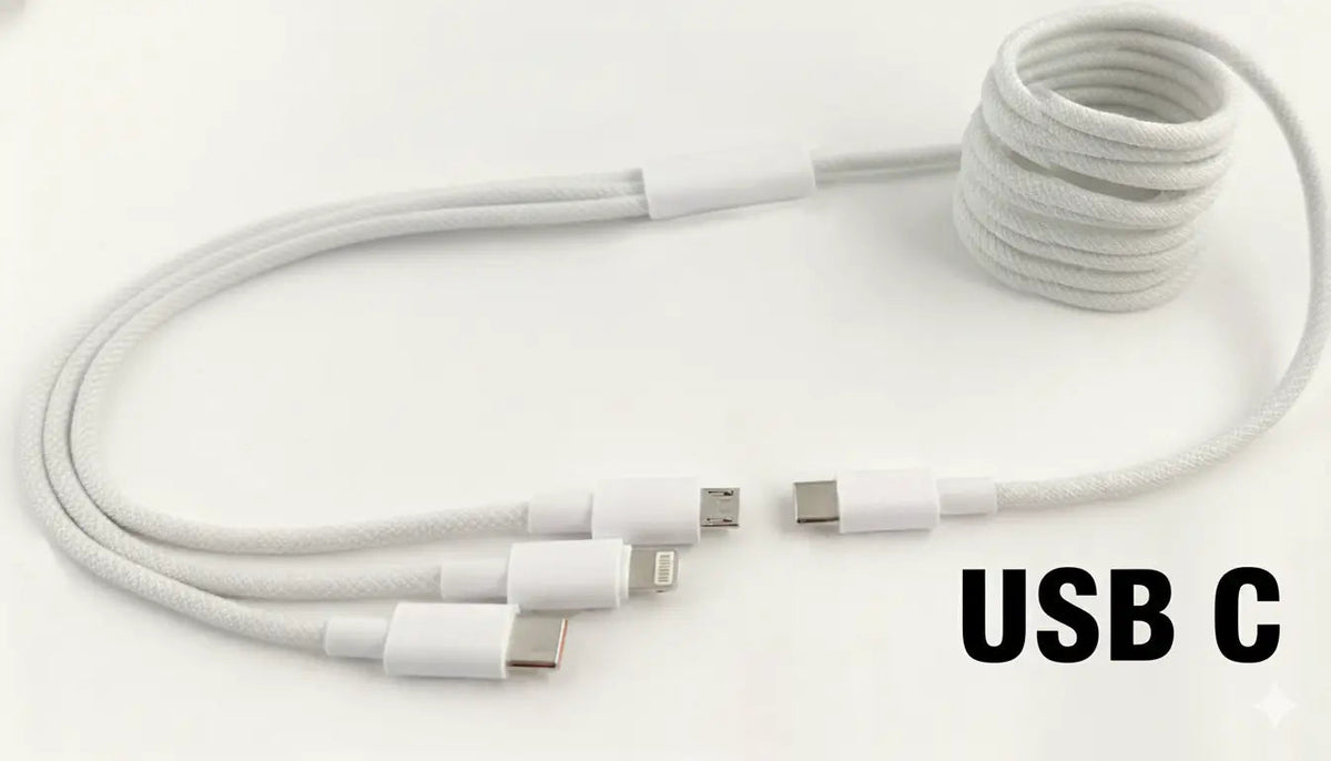 3-in-1 Braided Charging Cable | USB-A or USB-C Input