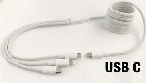 3-in-1 Braided Charging Cable | USB-A or USB-C Input