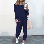 Autumn Winter Women Clothing Home Loose Fitting Solid Color Long Sleeves Casual sets Women