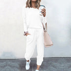 Autumn Winter Women Clothing Home Loose Fitting Solid Color Long Sleeves Casual sets Women