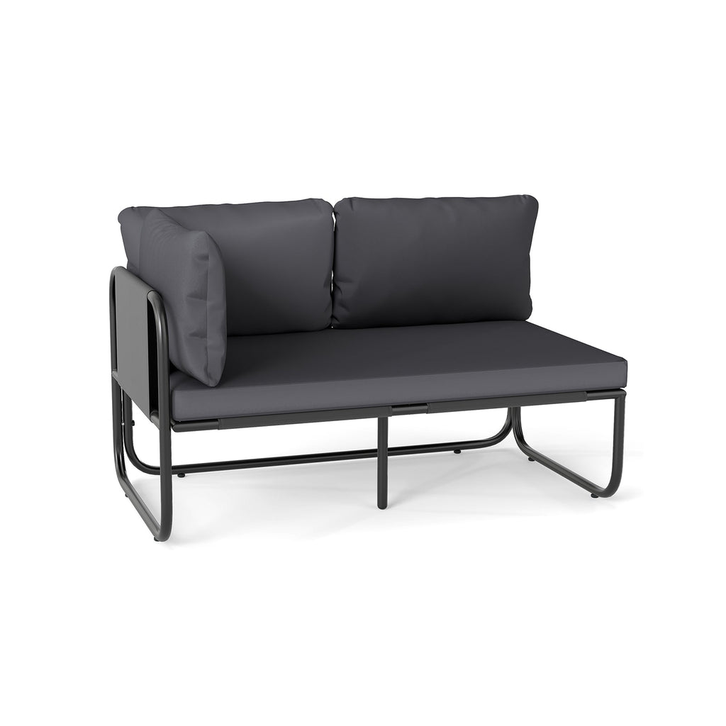 Patio Loveseat Sofa Couch with Removable Pillows and Seat Cushion-Gray