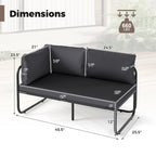 Patio Loveseat Sofa Couch with Removable Pillows and Seat Cushion-Gray