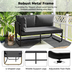 Patio Loveseat Sofa Couch with Removable Pillows and Seat Cushion-Gray