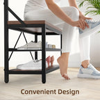 Industrial Hall Tree Coat Rack with Bench & 3-Tier Shoe Storage, 8 Hooks, Sturdy Metal Frame,Entryway Organizer for Hallway