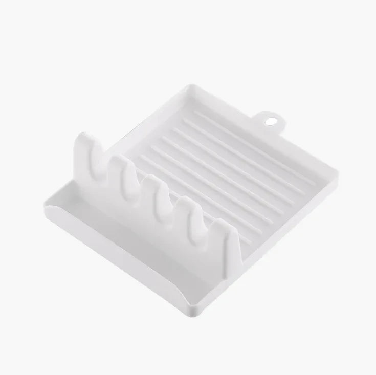 2-in-1 Spoon Rest and Pot Lid Holder – Kitchen Utensil Rack with Drip Tray