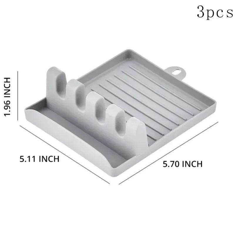 2-in-1 Spoon Rest and Pot Lid Holder – Kitchen Utensil Rack with Drip Tray