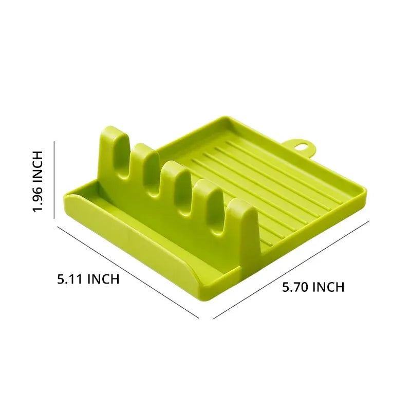 2-in-1 Spoon Rest and Pot Lid Holder – Kitchen Utensil Rack with Drip Tray