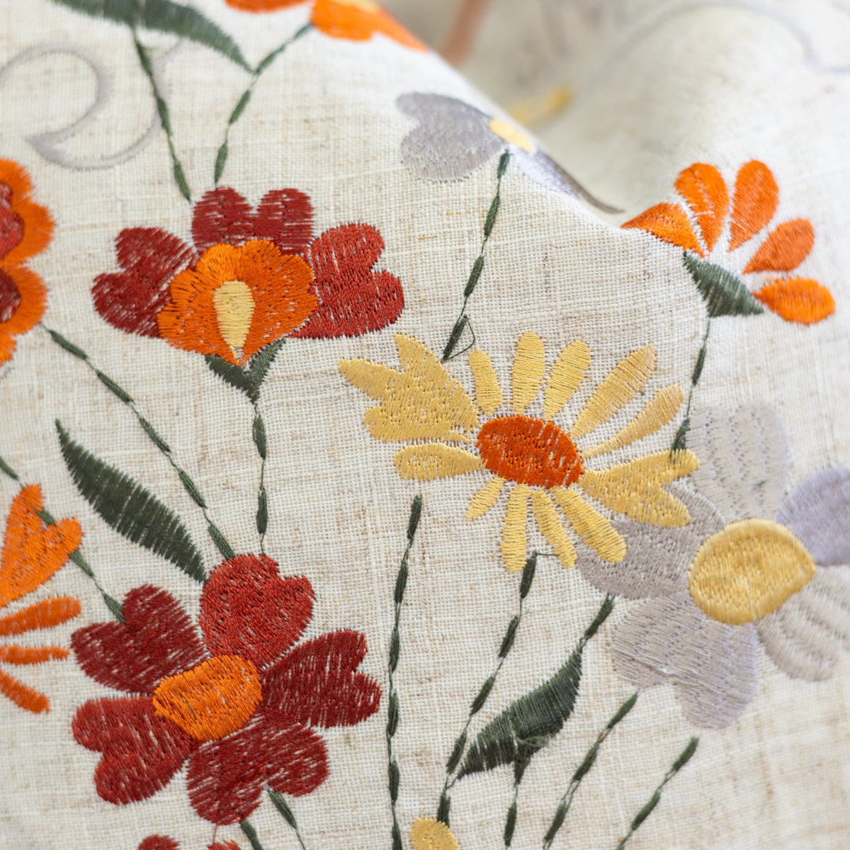 Thanksgiving Embroidered Floral Throw Pillow Set of 2 with Embroidered Floral Design - Autumn Harvest