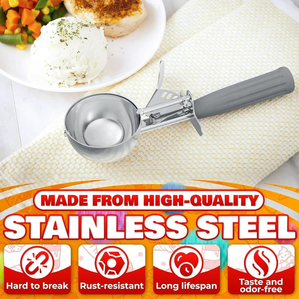 4 oz Ice Cream Scoop with Trigger Release #8 – Stainless Steel Versatile Tool for Baking Cookies and Desserts  Durable Easy to Clean Dishwasher Safe Ergonomic Design for Precise Culinary Portions