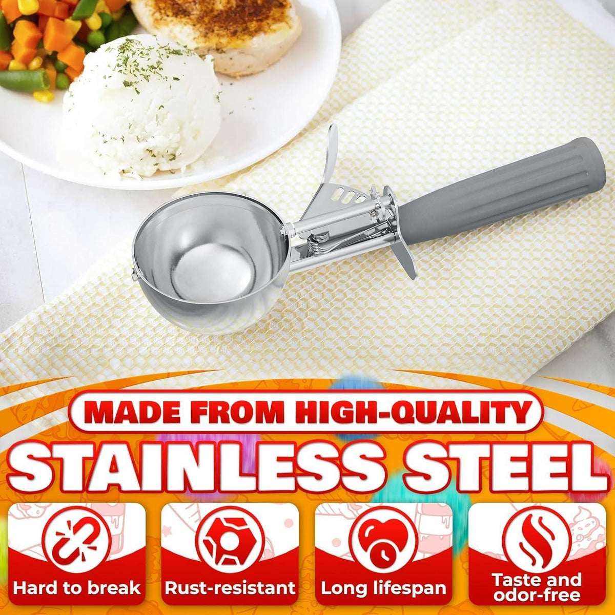 4 oz Ice Cream Scoop with Trigger Release #8 – Stainless Steel Versatile Tool for Baking Cookies and Desserts  Durable Easy to Clean Dishwasher Safe Ergonomic Design for Precise Culinary Portions