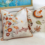 Thanksgiving Embroidered Floral Throw Pillow Set of 2 with Embroidered Floral Design - Autumn Harvest