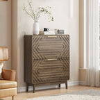Freestanding Shoe Cabinet with Flip Top Drawers - Walnut