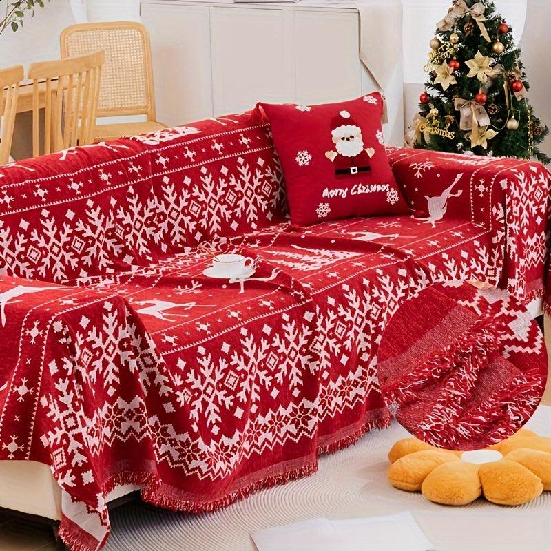 Festive Red Christmas Sofa Cover | Slipcovers for Couches (1-4 Seats)