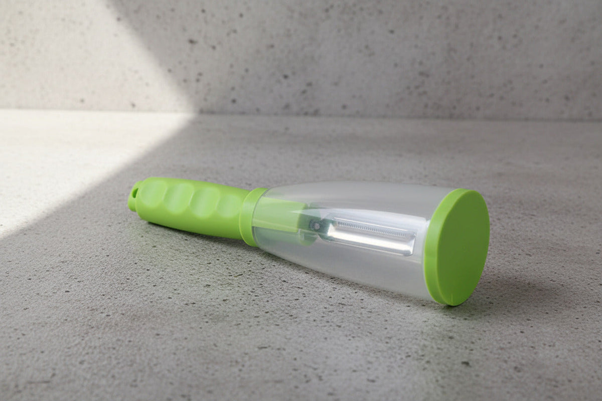 Vegetable Peeler & Shredder with Built-In Peel Catcher – 420 Steel Blade