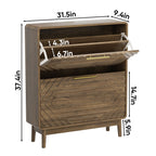 Freestanding Shoe Cabinet with Flip Top Drawers - Walnut