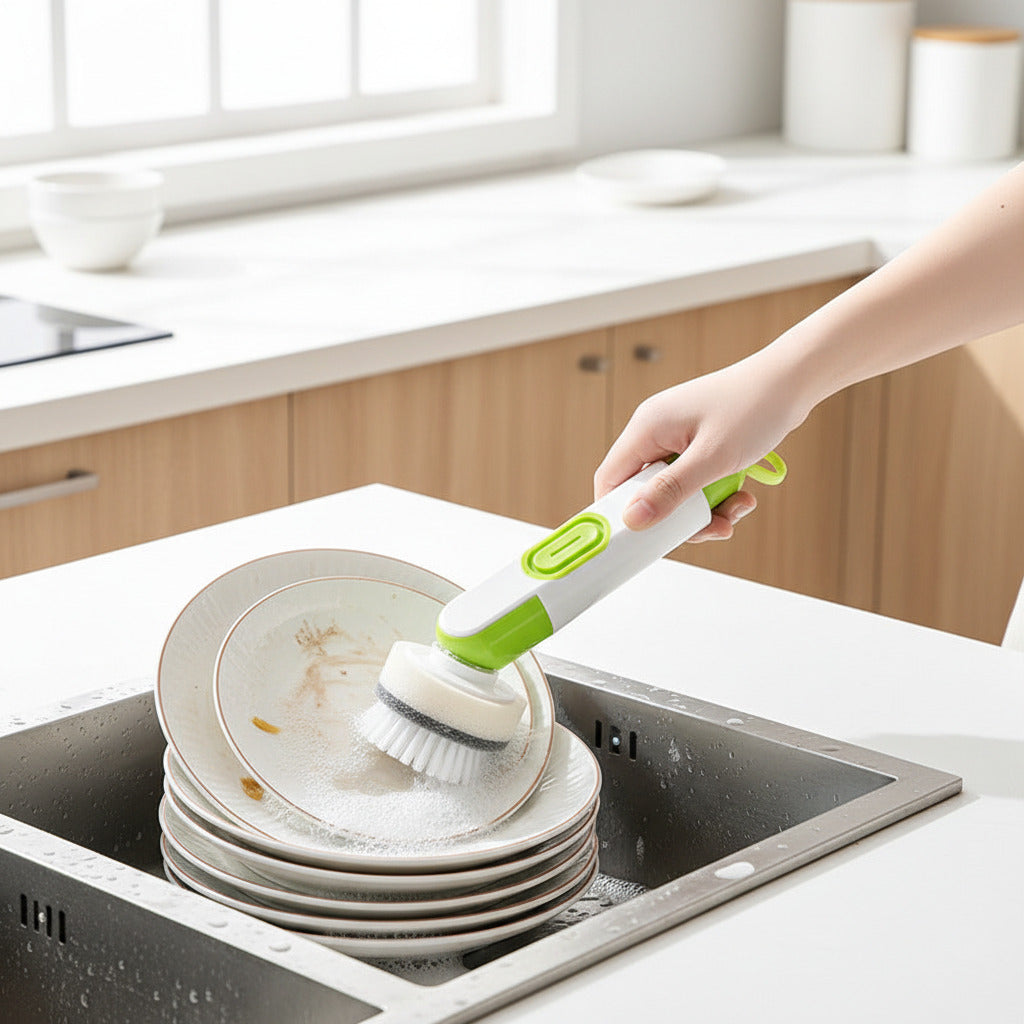 Craftique Dish Brush with Soap Dispenser – Ergonomic Kitchen Scrub Brush