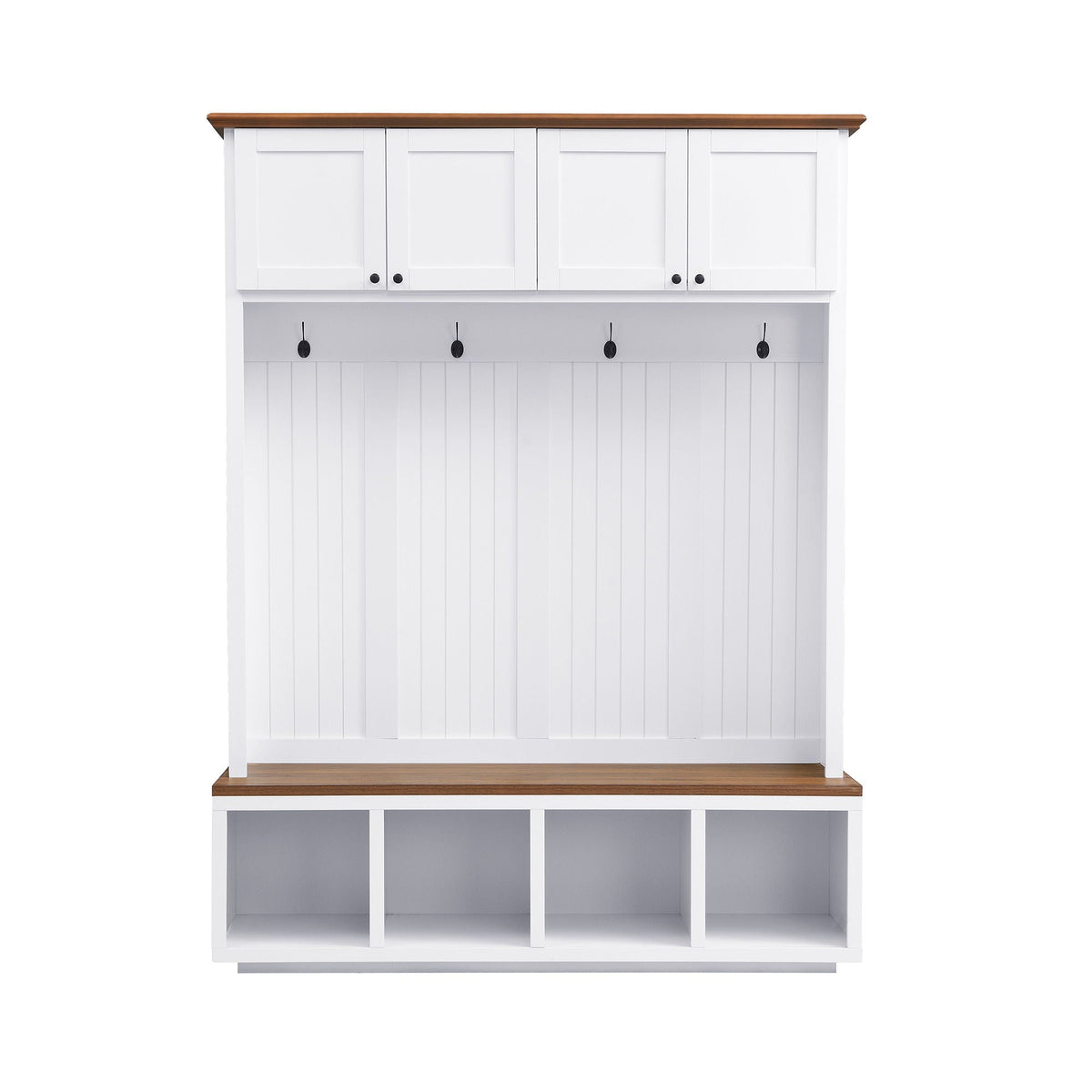 Entryway Hall Tree with Bench and Storage - White or Black